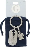 Koszulki i topy damskie - Depesche 11800-008 Srebrny brelok do kluczy z literą G i aniołem stróżem, stop cynku, w zestawie z kolorowym aksamitnym etui - miniaturka - grafika 1