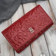 Portfele - Portfel damski skórzany duży czerwony w kwiaty z ochroną RFID Paolo Peruzzi AL-14-RD - miniaturka - grafika 1