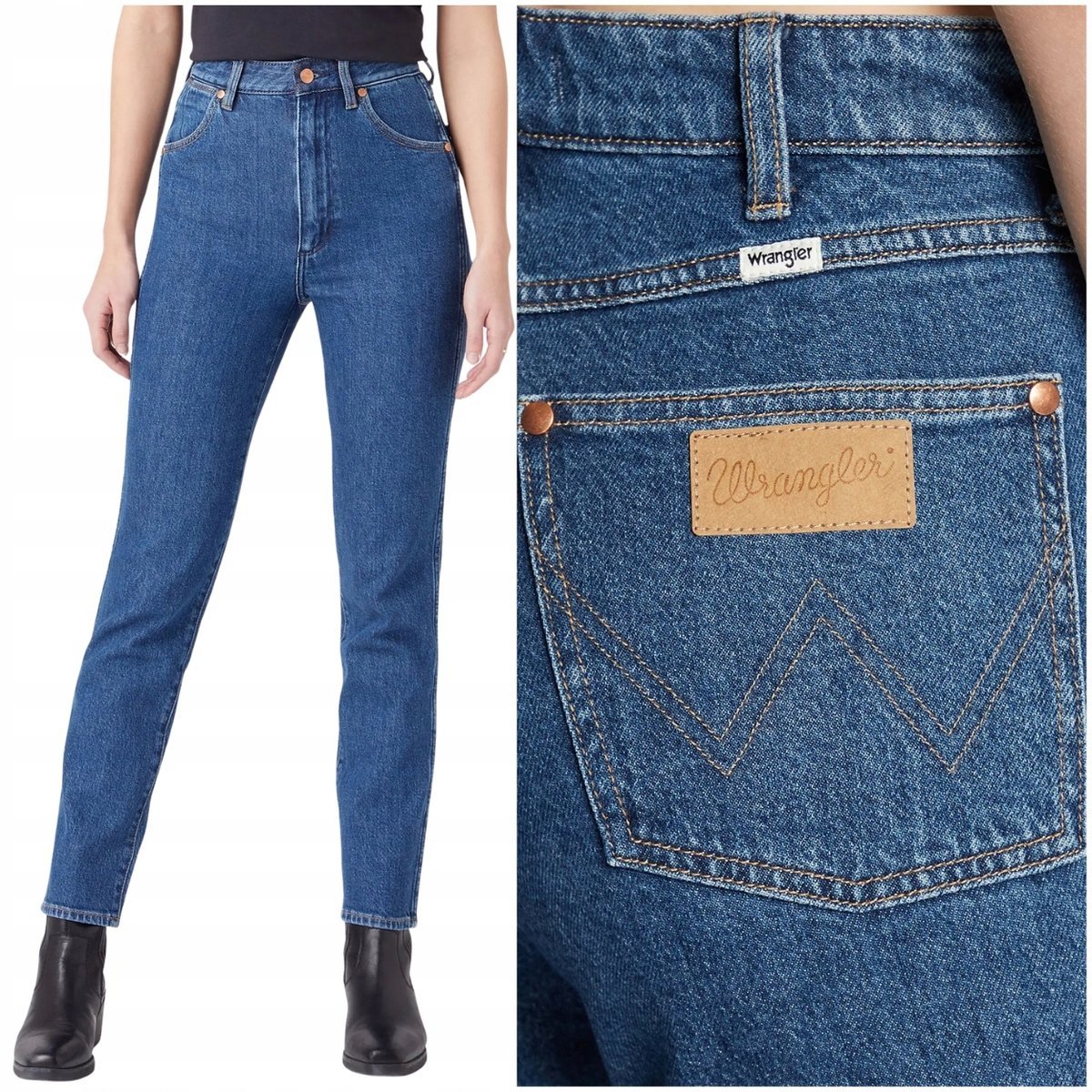 Wrangler WALKER SLIM wysokie dopasowane damskie spodnie jeansowe W34 L32