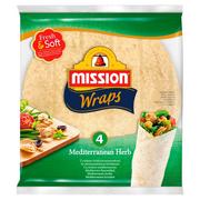 Inne pieczywo - Mission Wraps Tortille z mąki pszennej z ziołami śródziemnomorskimi 245 g (4 sztuki) - miniaturka - grafika 1