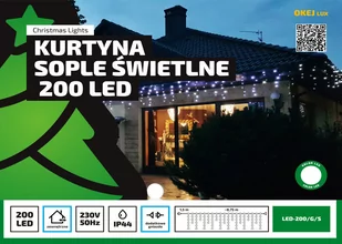 Kurtyna sople LED 8,75 m 200 LED OLED-200/G/S/X, barwa ciepła biała - Pozostałe oświetlenie - miniaturka - grafika 1