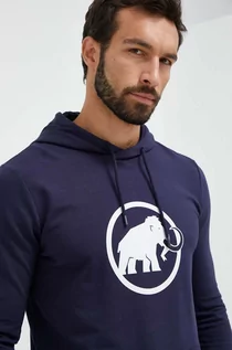 Bluzy męskie - Mammut bluza dresowa ML Hoody Classic kolor granatowy z kapturem z nadrukiem - grafika 1