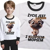 Piżamy dla dziewczynek - Piżama dziecięca Życie Jest Lepsze Z Klopsem Mopsem Pies Mops Pug 110/116 - VoloDonum - miniaturka - grafika 1