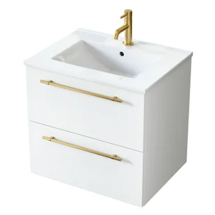 Szafka łazienkowa z umywalką Uptrend Nava 60 cm biały mat 004-SU60-02+UP4530-600 - Szafki łazienkowe - miniaturka - grafika 1