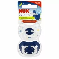 Nuk Smoczek uspokajający silikonowy 6-18m Signature Night 10176276 2 szt. - Smoczki uspokajające - miniaturka - grafika 1