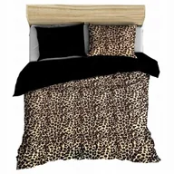 Pościel - pościel z polaru 140x200 + 1 poszewka P 309-10 DUO panterka brąz / czarny - miniaturka - grafika 1