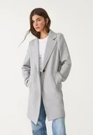 Płaszcze damskie - Stradivarius Miękki płaszcz średniej długości na guziki Popielaty S - miniaturka - grafika 1