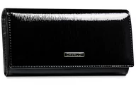 Portfele - Klasyczny pojemny portfel damski z lakierowanej skóry naturalnej portmonetka Cavaldi, czarny - miniaturka - grafika 1