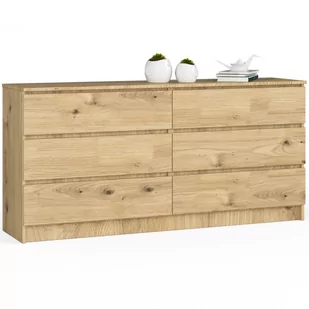 Komoda do salonu K 160 cm 6 szuflad - dąb artisan - Komody - miniaturka - grafika 1