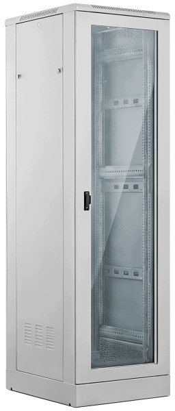 Szafa Alantec Szafa 24U 600x600, drzwi przednie szklane, drzwi tylne metalowe pełne, zamek, 4 belki nośne, cokół w zestawie, do samodzielnego montażu, kolor szary, ALANTEC SS-24U-600-600-03-S