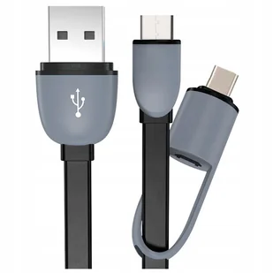 KABEL PRZEWÓD 2W1 ŁADUJĄCY MICRO USB C Z PRZEJŚCÓWKĄ DO HUAWEI SAMSUNG - Kable USB - miniaturka - grafika 1