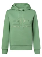 Bluzy damskie - Gant Damska bluza z kapturem Kobiety Bawełna zielony jednolity, S - miniaturka - grafika 1