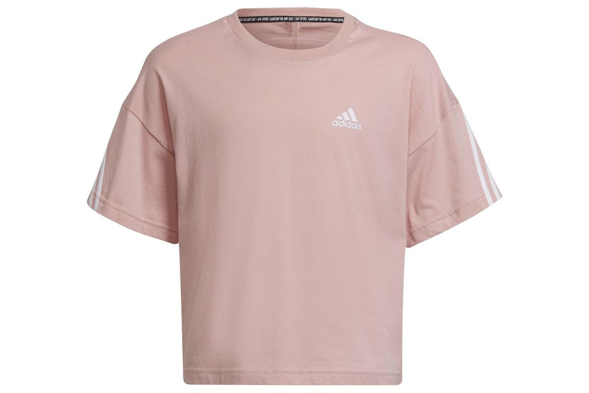 Koszulka dziewczęca Adidas Fi 3S Tee bawełniana różowa-140