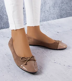 Szare balerinki z lakierowanym noskiem Simard-36 - Mokasyny damskie - miniaturka - grafika 1