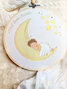 Obrazek z Aniołem Stróżem, personalizowana pamiątka dla dziecka - Pamiątka Chrztu Świętego - miniaturka - grafika 1