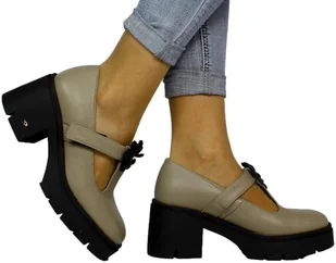 Czółenka Stylowe Karino 5289-022 P Ciemny Beż Lico Skóra Naturalna - KARINO - Czółenka - miniaturka - grafika 1