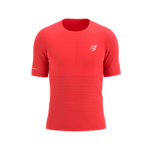 COMPRESSPORT Koszulka biegowa PRO RACING SS T-SHIRT fluo red - Koszulki sportowe męskie - miniaturka - grafika 1