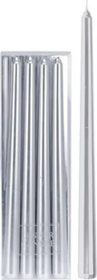 Świeca stożkowa stołowa metaliczna 30 cm w kolorze srebrnym zestaw 4 szt - Oświetlenie świąteczne - miniaturka - grafika 1