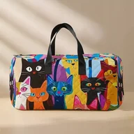 Torebki damskie - Torba Do Samolotu Pociągu Podróżna Sportowa Pikowana Kolorowe Koty Śmieszne - miniaturka - grafika 1
