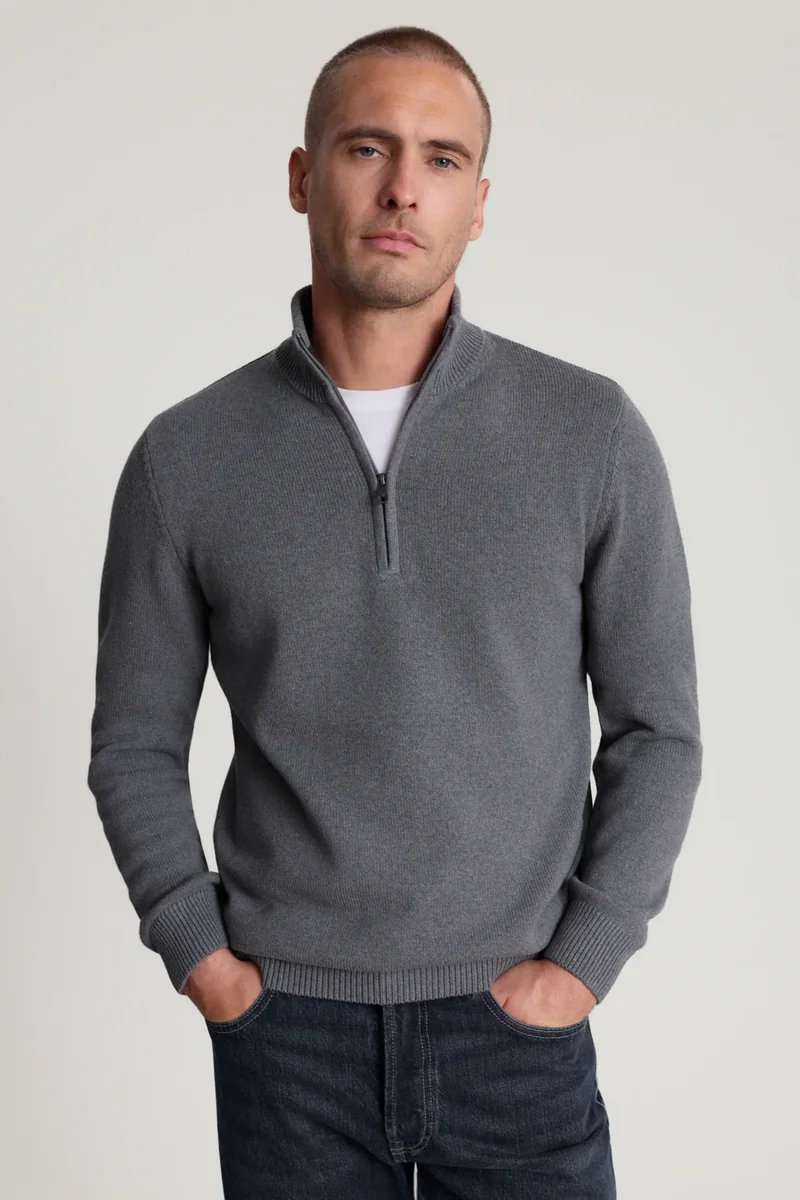 Sweter Rozpinany Szary z Bawełny PM13