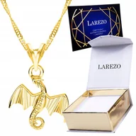 Naszyjniki - Złoty Naszyjnik 24K Pozłacany ze Smokiem Zwierzę Dragon bff Smok SREBRO 925 - miniaturka - grafika 1