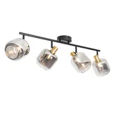 Lampy sufitowe - QAZQA Inteligentny reflektor sufitowy czarny ze złotem i przydymionym szkłem 4-źródłowy z 4 Wifi P45 - Zuzanna - miniaturka - grafika 1