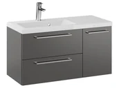 Szafki łazienkowe - Szafka Wisząca Z Umywalką RON 90 cm D Lewa - Titan Mat - Uchwyty Chromowane - miniaturka - grafika 1