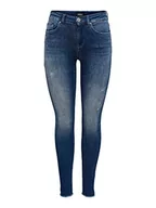 Spodnie damskie - ONLY Jeansy damskie o kroju skinny Fit ONLBlush Life Mid Ankle Raw, niebieski (Dark Blue Denim), (XL) W x 32L - miniaturka - grafika 1
