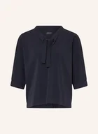 Bluzki damskie - Marc Cain Bluzka Ze Wstążką I Rękawami 3/4 blau - miniaturka - grafika 1