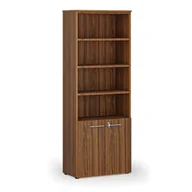 Szafy biurowe - Szafa biurowa kombinowana PRIMA WOOD, drzwi na 2 poziomach, 2128 x 800 x 420 mm, orzech - miniaturka - grafika 1