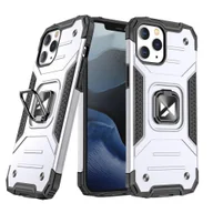 Etui i futerały do telefonów - Etui pancerny pokrowiec do iPhone 14 Pro Max uchwyt magnetyczny Ring Armor srebrny WOZINSKY - miniaturka - grafika 1