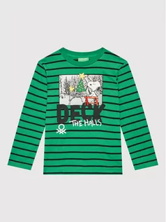 Bluzy dla chłopców - Benetton United Colors Of Bluzka 3NQVC15GF Zielony Regular Fit - grafika 1