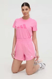 Koszulki sportowe damskie - adidas Performance t-shirt treningowy kolor różowy - grafika 1