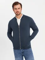 Bluzy męskie - Rozpinana bawełniana bluza męska dresowa bomberka granatowa V4 OM-SSZP-0215 XXL - miniaturka - grafika 1