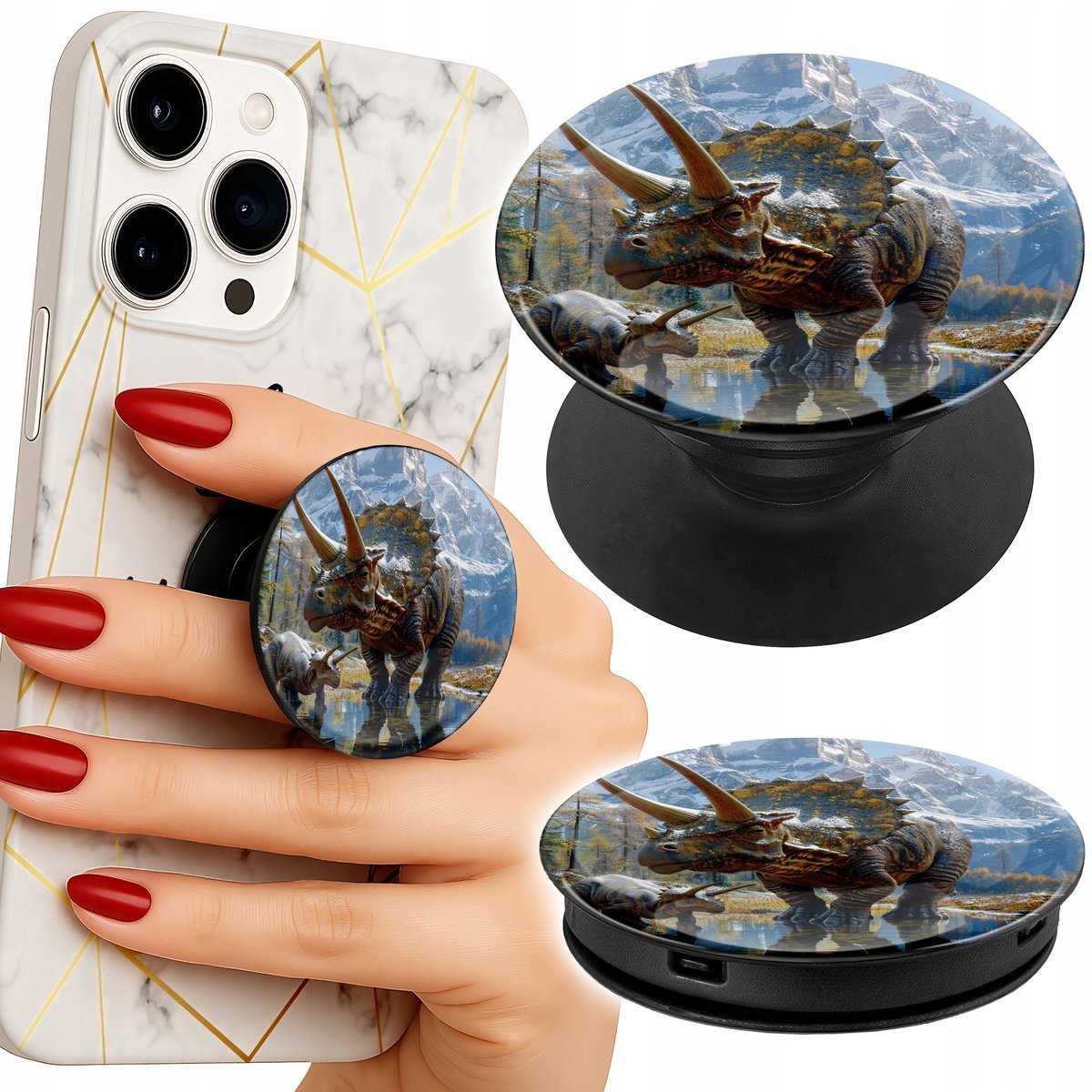 Uchwyt do telefonu Popsocket na palce/stojak DINO DINOZAUR