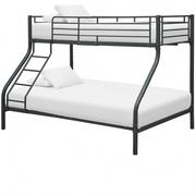 Łóżka - Łóżko metalowe piętrowe 140x200 / 90x200 czarne z materacami sprężynowymi - miniaturka - grafika 1