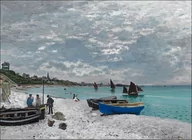 Plakaty - Galeria Plakatu, Plakat, The beach at sainte adresse, Claude Monet, 60x40 cm - miniaturka - grafika 1