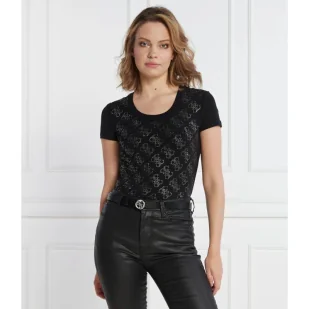 GUESS Bluzka SS CN 4G ALLOVER TEE | Regular Fit - Bluzki damskie - miniaturka - grafika 1