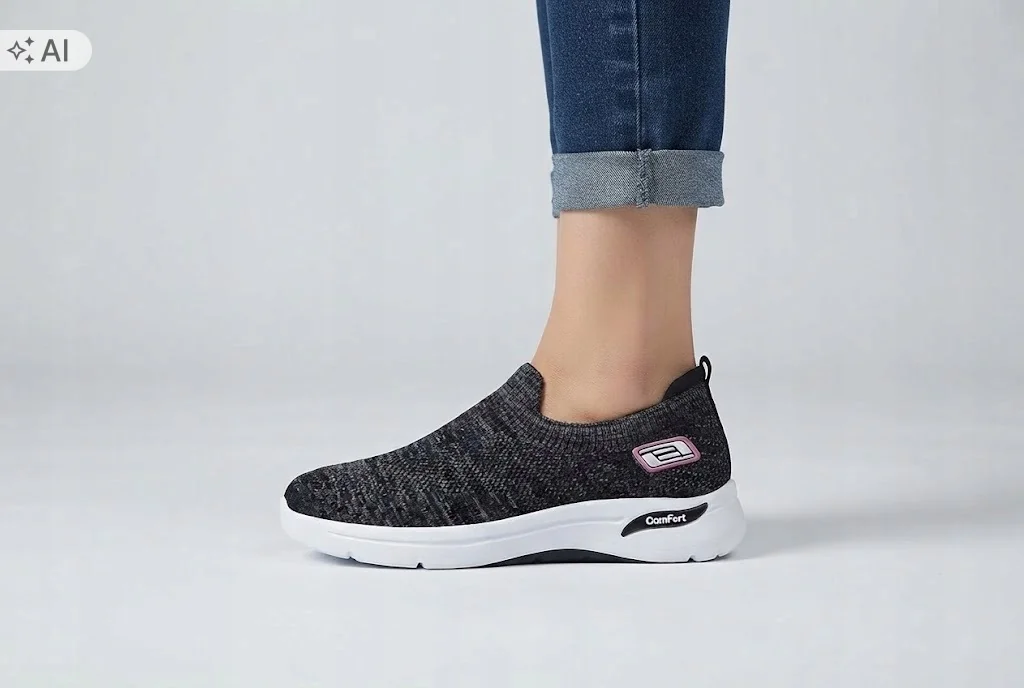 CZARNE DAMSKIE TRAMPKI WSUWANE Z TKANINY ODDYCHAJĄCE 38 16PA