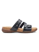 Klapki i japonki damskie - Clarks Skórzane klapki w kolorze czarnym - miniaturka - grafika 1