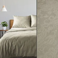 Pościel - Pościel 160x200 bawełniana adamaszek z żakardowym wzorem beżowa, Premium - miniaturka - grafika 1
