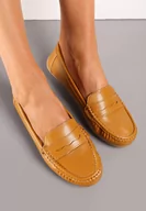 Mokasyny damskie - Brązowe Klasyczne Mokasyny z Minimalistycznym Paskiem i Przeszyciem Vilear - miniaturka - grafika 1