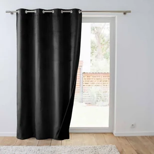 Zasłona zaciemniająca Douceur d'intérieur na przelotkach tłoczona welurowa czarna 140 x 260 cm - Zasłony - miniaturka - grafika 1