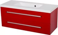 Szafki łazienkowe - Szafka łazienkowa czerwona 100cm FOKUS z umywalką - miniaturka - grafika 1