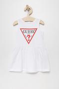 Sukienki - Guess Sukienka bawełniana dziecięca kolor biały mini rozkloszowana - miniaturka - grafika 1