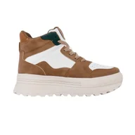Sneakersy damskie - Buty Damskie Eleganckie Wygodne Skórzane Wysokie Sznurowane Na Grubej Podeszwie Modne Stylowe Sneakersy Za Kostkę Khaki Arial 39 - miniaturka - grafika 1