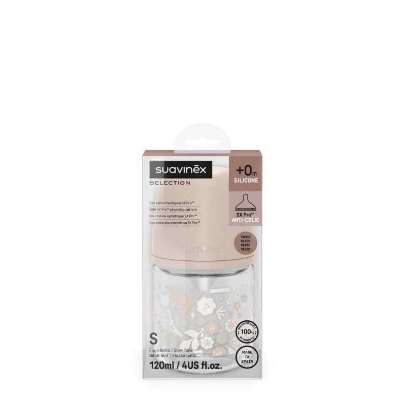 Suavinex BUTELKA SZKLANA 120ML SX PRO PRZEPŁYW WOLNY WONDERLAND RÓŻOWA LIBERTY