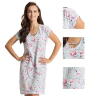 Bielizna nocna - Koszula nocna damska LUNA kod 109 miętowa w magnolie [M] - miniaturka - grafika 1