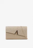 Torebki damskie - Złota Asymetryczna Torebka Kopertówka na Łańcuszku z Aplikacją Giattalia - miniaturka - grafika 1