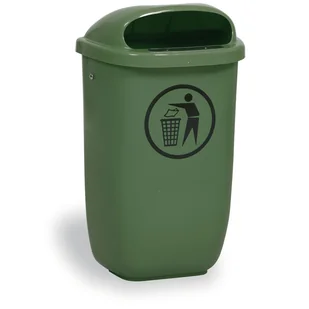 B2B Partner Zewnętrzny miejski kosz na śmieci na słupek, uliczny, 50 l, 425 x 320 x 780 mm, ciemnozielony XDL-50C-4 - Kosze na śmieci - miniaturka - grafika 1